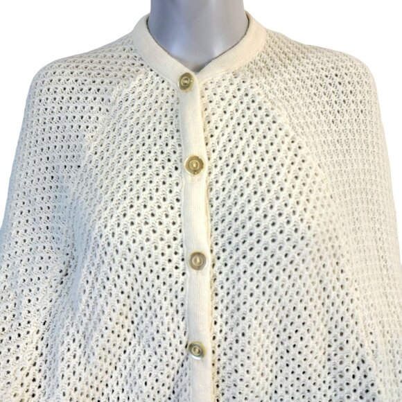 Vintage 70s Crochet Poncho Cardigan Wrap Jacket Shawl Women One Size Fall Winter - Picture 6 of 16